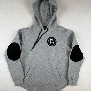 Barstool Sports Men's Premium Quilted Hoodie Sweatshirt Elbow Patch Gray Size M